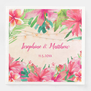 Serviette En Papier Chaîne tropicale éclaire le Mariage d'aquarelle fl
