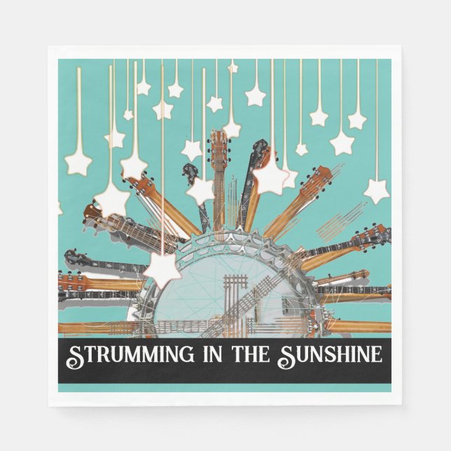 SERVIETTE EN PAPIER CHAÎNES DE GUITARE AU SOLEIL (Devant)