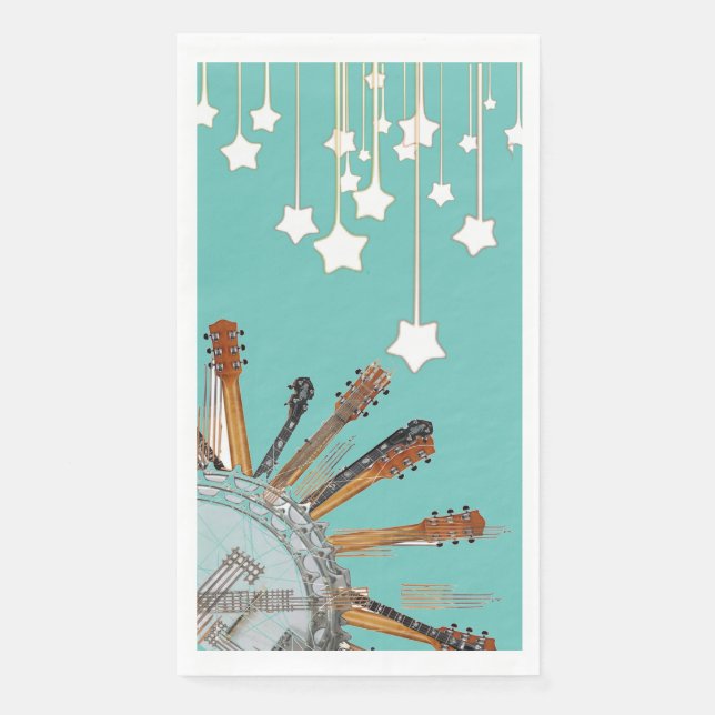 SERVIETTE EN PAPIER CHAÎNES DE GUITARE AU SOLEIL (Devant)