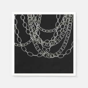 Serviette En Papier Chaînes en argent Danse hip hop noir Fête d'annive