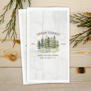 Serviette En Papier Chalet de cabane de forêt de pin vert brumeux vint
