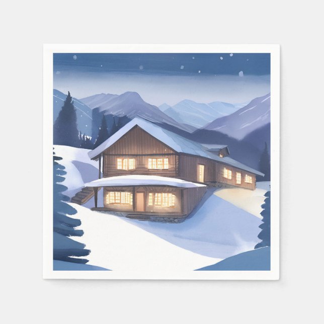 Serviette En Papier Chalet d'hiver (Devant)