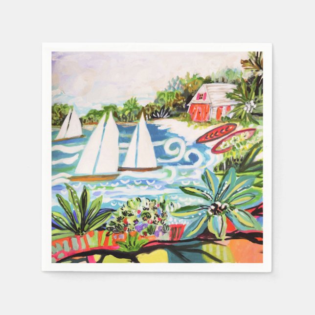 Serviette En Papier Chalet rouge de la Baie II (Devant)