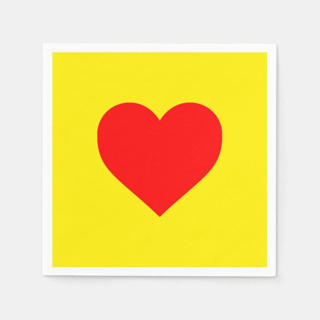 Serviette En Papier Chaleur de coeur rouge Jaune (Devant)