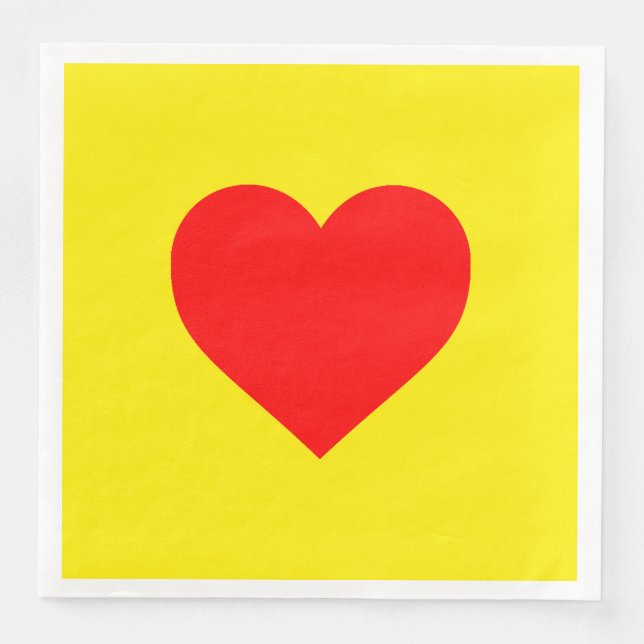 Serviette En Papier Chaleur de coeur rouge Jaune (Devant)