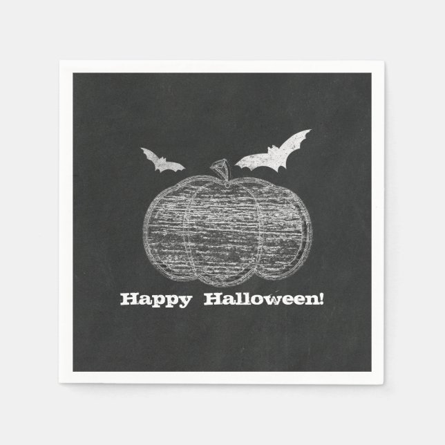 Serviette En Papier Chalk Citrouille Chalkboard Halloween Party (Devant)