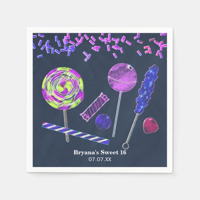 Serviette En Papier Chalkboard Candy Land Sweets Chalk Doodles Party (Devant)