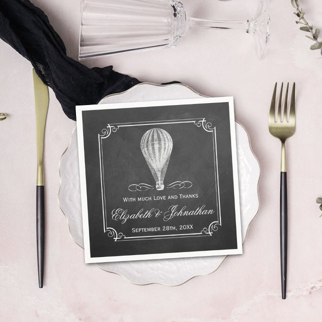 Serviette En Papier Chalkboard Hot Air Balloon Collection Mariage (Créateur téléchargé)