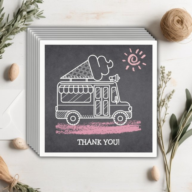 Serviette En Papier Chalkboard Ice Cream Baby shower camion (Créateur téléchargé)