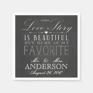 Serviette En Papier Chalkboard Love Story Vintage Wedding Napkin