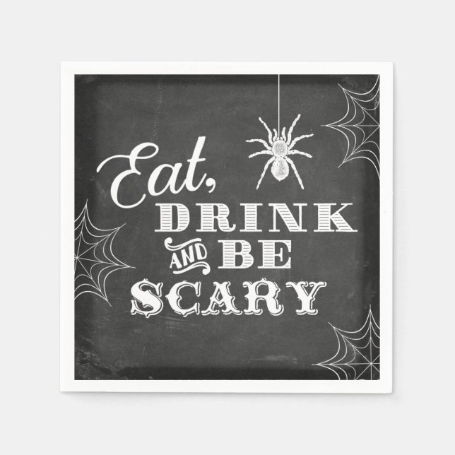 Serviette En Papier Chalkboard Mangez Boire et soyez effrayant Hallowe (Devant)