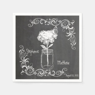 SERVIETTE EN PAPIER CHALKBOARD MASON JAR GARDEN MARIAGE NAPKINS