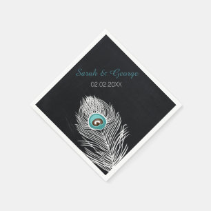 Serviette En Papier chalkboard paon serviettes mariages personnalisées