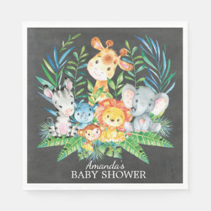 Serviette En Papier Chalkboard Safari Jungle Baby shower papier servie