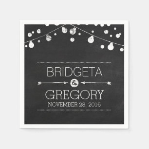 Serviette En Papier Chalkboard String lights Russe Mariage