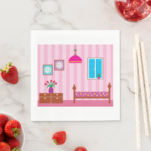 Serviette En Papier Chambre Fleurie Rose Enfants
