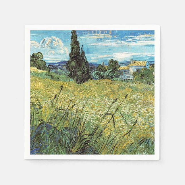 Serviette En Papier Champ de blé vert Vincent van Gogh (Devant)