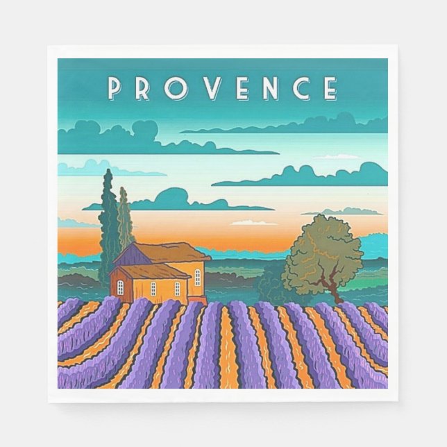 Serviette En Papier Champ de lavande Provence France (Devant)