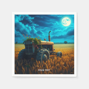 Serviette En Papier Champ de lune du tracteur mignon Imaginaire
