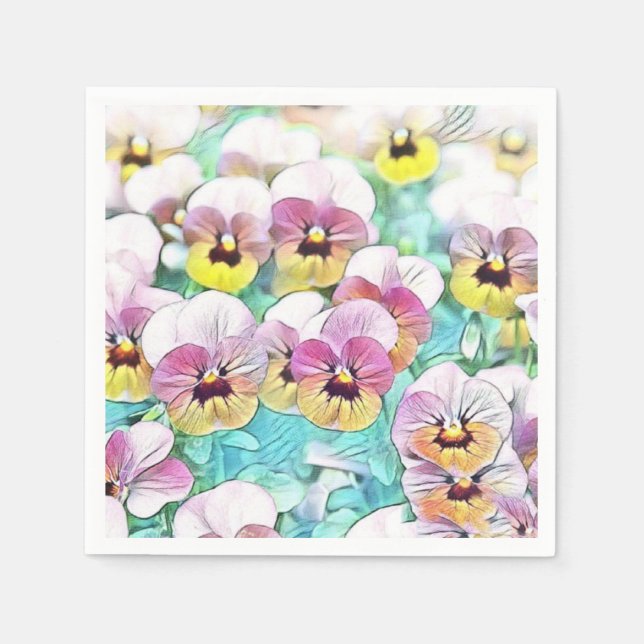 Serviette En Papier Champ de panneaux jaune et blanc rose (Devant)