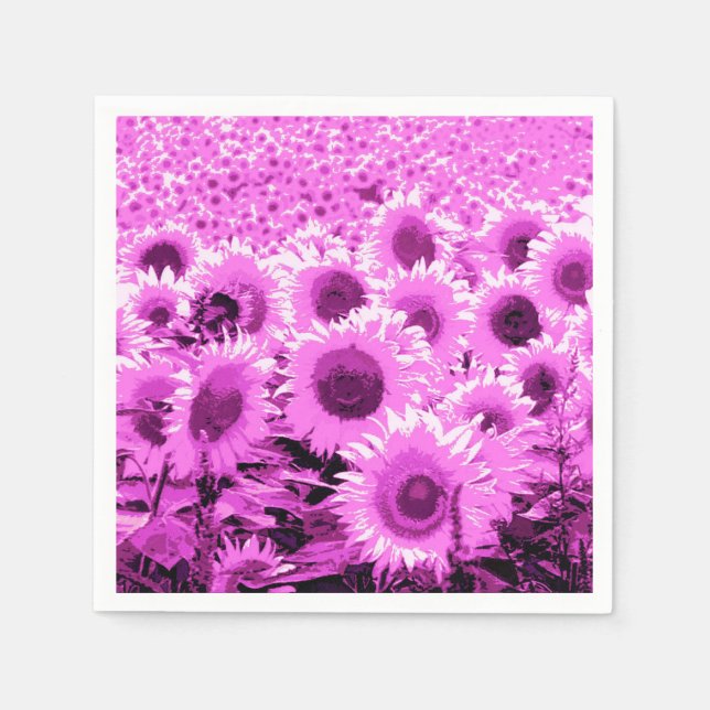 Serviette En Papier Champ de tournesol - violet, orchidée et violet (Devant)