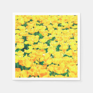 Serviette En Papier Champ de tulipe - jaune doré
