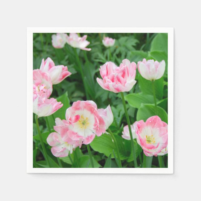Serviette En Papier Champ de tulipes roses (Devant)