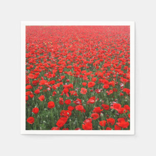 Serviette En Papier Champ des pavots rouges
