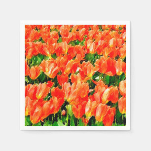 Serviette En Papier Champ orange de tulipes