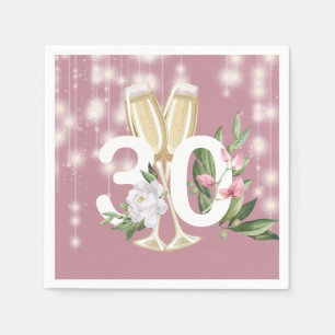 Serviette En Papier Champagne de luxe rose 30e anniversaire