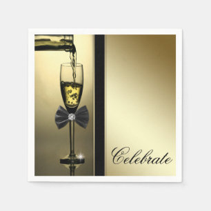 Serviette En Papier Champagne doré élégant