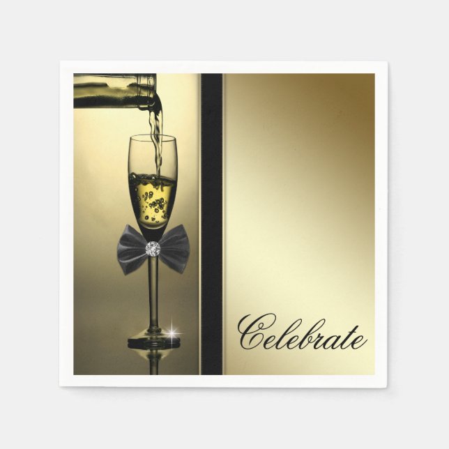 Serviette En Papier Champagne doré élégant (Devant)
