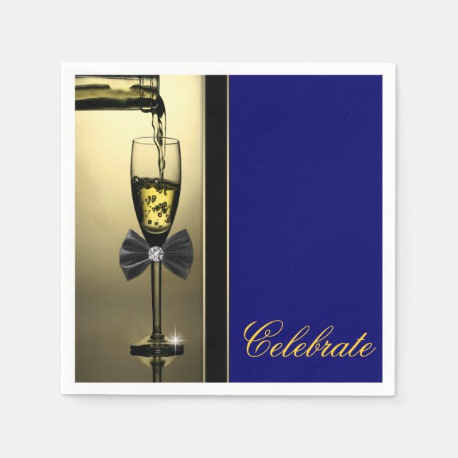 Serviette En Papier Champagne doré élégant (Devant)