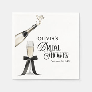 Serviette En Papier Champagne Élégant Mariage Fête de Fiançailles Noir