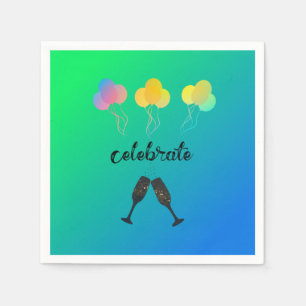 Serviette En Papier Champagne et ballons colorés