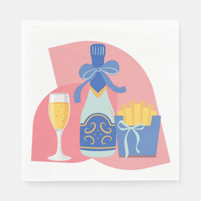 Serviette En Papier Champagne et frites (Devant)
