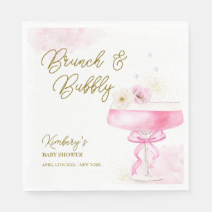 Serviette En Papier Champagne Floral Sucré Brunch Baby shower Bubbly