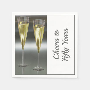 Serviette En Papier Champagne Glasses 50e anniversaire Mariage