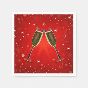 Serviette En Papier Champagne Glasses Célébration Gold sur Red