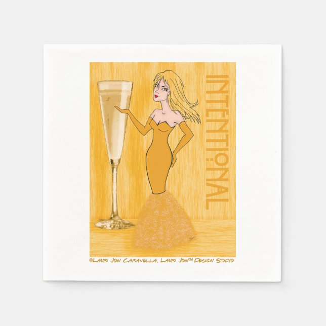 Serviette En Papier Champagne intentionnelle Femme Cocktail Serviettes (Devant)