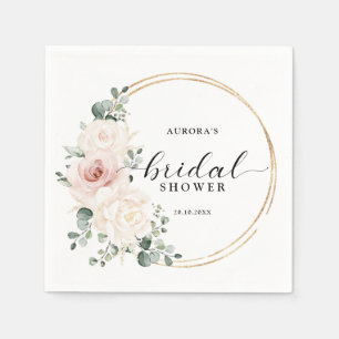 Serviette En Papier Champagne Ivoire Rose Blush Floral Douce Mariée