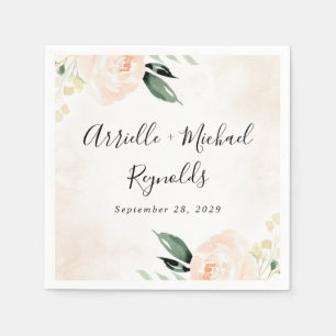 Serviette En Papier Champagne Jardin Rosée Rose Bleu Élégant Champagne