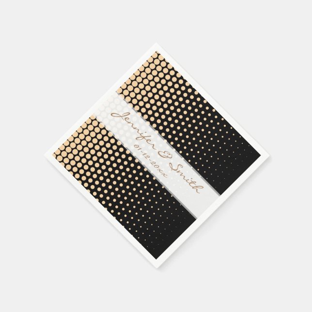 Serviette En Papier Champagne Pois Noir moderne (Coin)