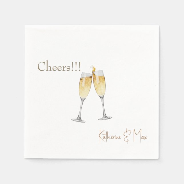 Serviette En Papier Champagne Toast Wedding Personalized Cocktail (Devant)