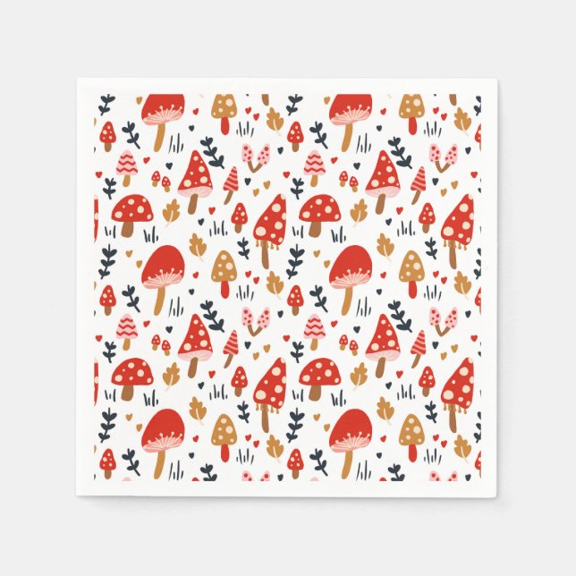 Serviette En Papier Champhroom Woodland Kathrin Legg Red Mushroom Part (Devant)