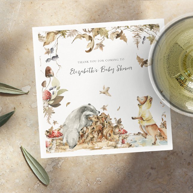 Serviette En Papier Champignon d'automne | Baby shower forestier (Créateur téléchargé)