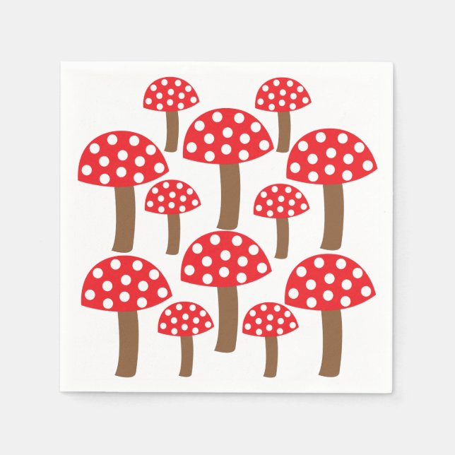 Serviette En Papier Champignon Rouge Botanique  (Devant)