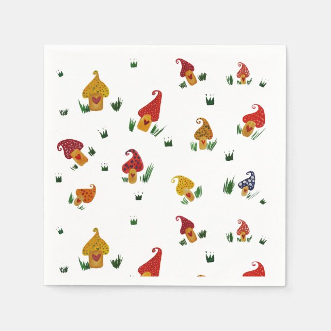 Serviette En Papier Champignons Blanc Standard Cocktail Papier à cockt (Devant)