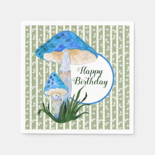 Serviette En Papier Champignons bleus sur Aspen Anniversaire (Devant)