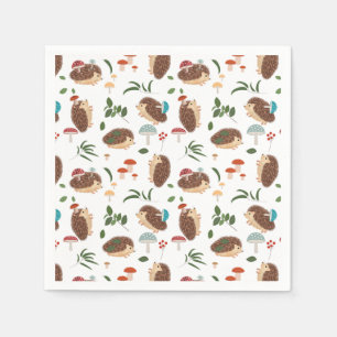 Serviette En Papier Champignons de Hérisson Mignon Forêt Animaux de la